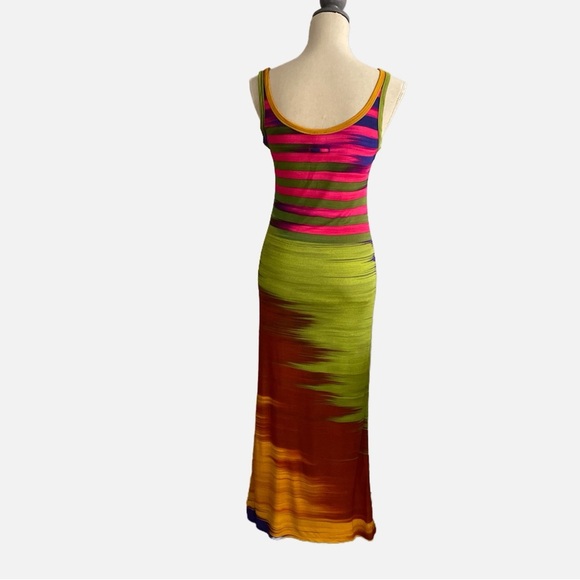 Jean Paul Gaultier Soleil Maxi Dress Fuzzi Striped Tank Sleeveless Jersey Medium - Picture 12 of 14